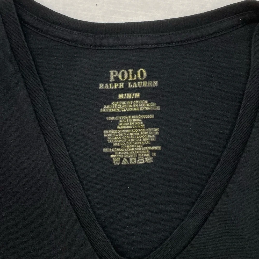 Polo men’s 100% cotton black short sleeve V-neck T-shirt, medium​​​​​​​​​